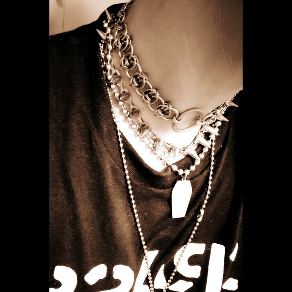 💀Death Spike Choker Hard-core Heavy Stainless Steel Spiked Chain Necklace 1of1 - Picture 4 of 4
